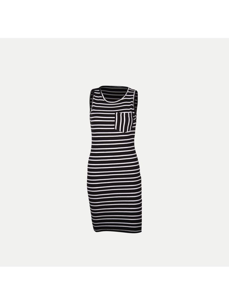     			Radprix Cotton Striped Knee Length Women's Bodycon Dress - Black ( Pack of 1 )