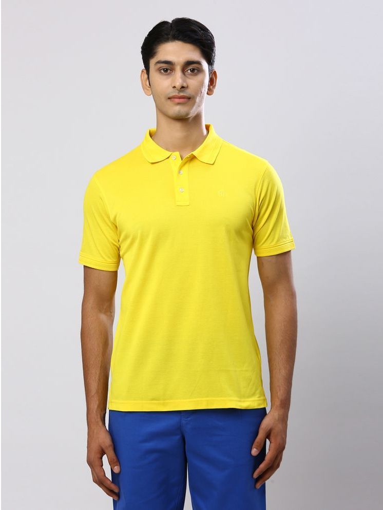     			Raymond Cotton Slim Fit Solid Half Sleeves Men's Polo T Shirt - Yellow ( Pack of 1 )