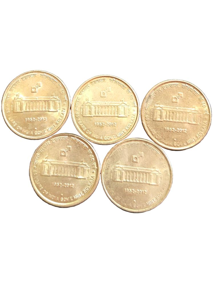     			Very Rare 5 Rupees 60 Years of India Govt. Mint Kolkata 5 Commemorative Issue Coins