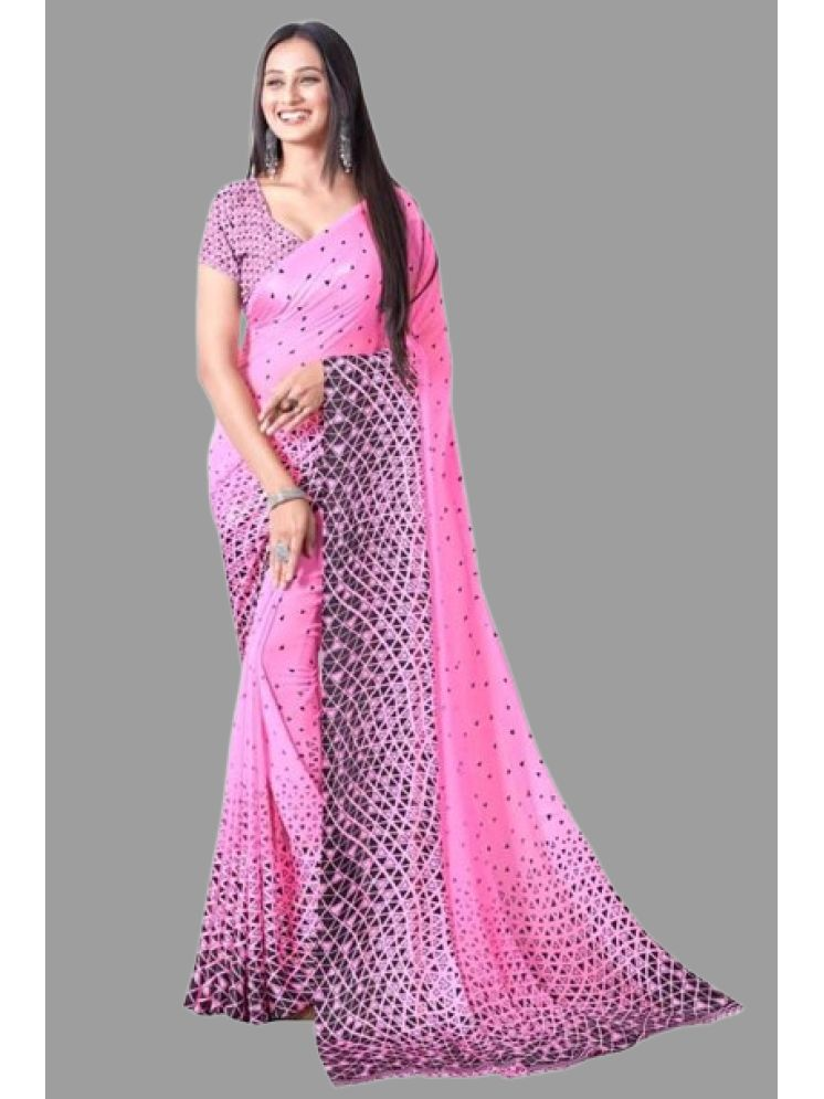     			mahalaxmi fab Banarasi Silk Applique Saree With Blouse Piece - Pink ( Pack of 1 )