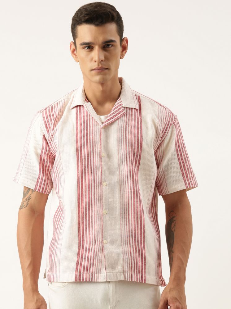     			roller fashions 100% Cotton Oversized Fit Striped Half Sleeves Men's Casual Shirt - White ( Pack of 1 )