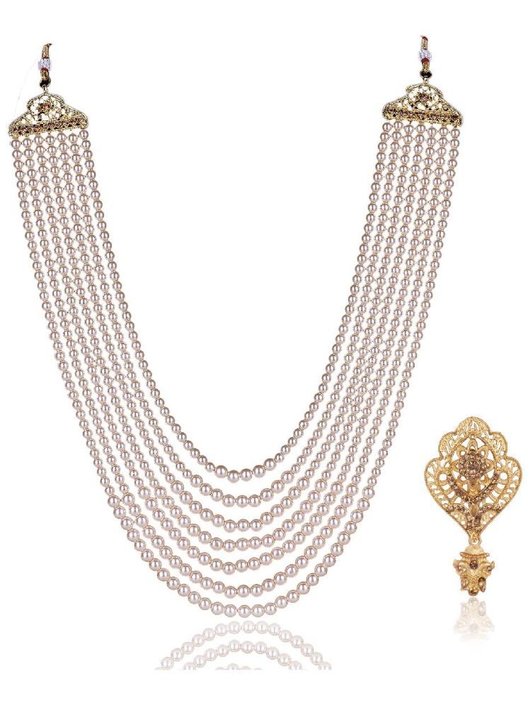     			Dulha groom sherwani Necklace/Moti Mala for Men for wedding | Groom Mala and Brooch Set