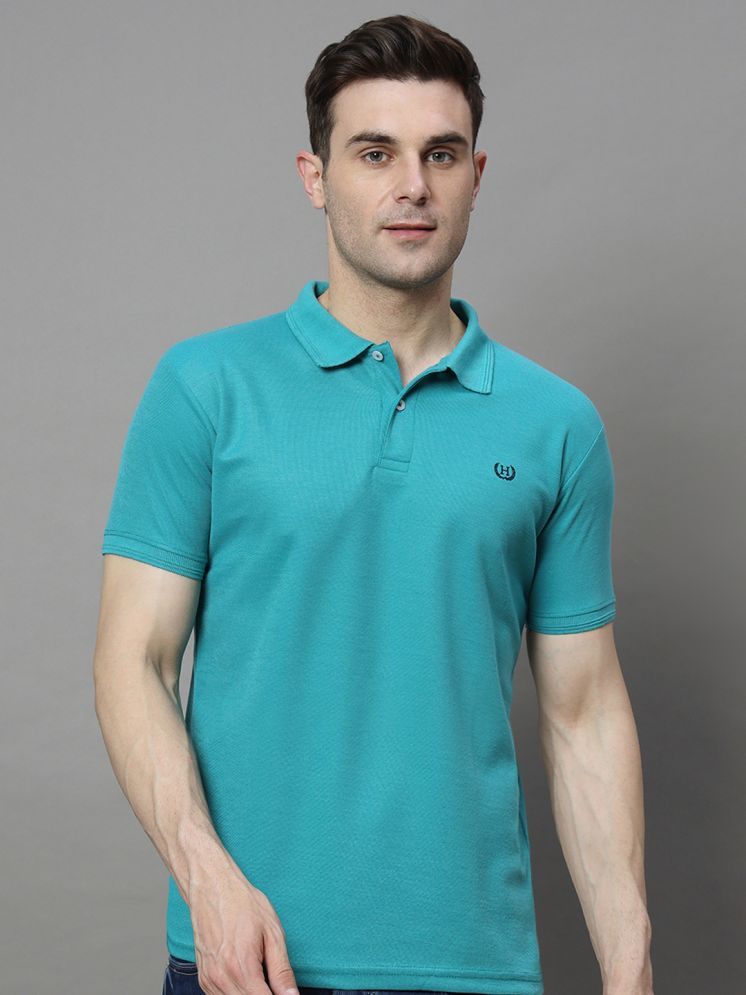     			Hushbucks Pack of 1 Cotton Blend Regular Fit Solid Half Sleeves Men's Polo T Shirt ( Blue )