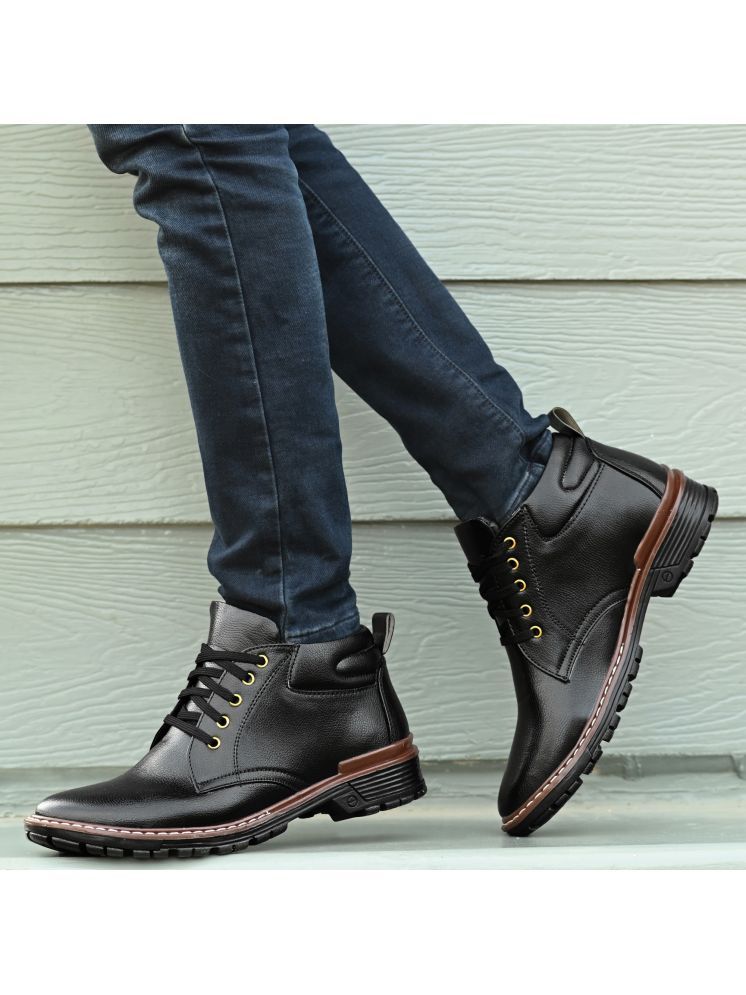     			POS Planet of Shoes Black Men's Casual Boots