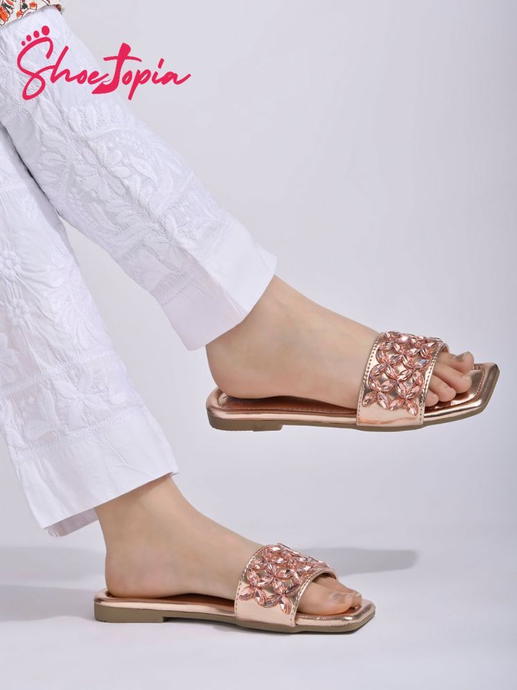     			Shoetopia Rose Gold Women's Flats