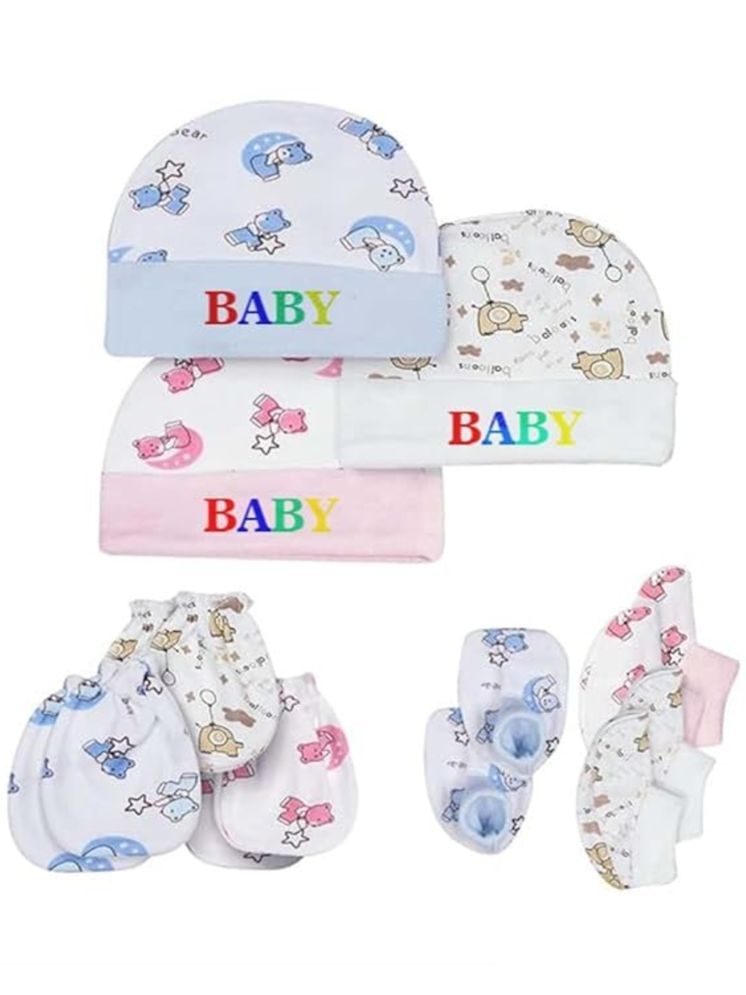     			TOTAL HEALTH Cotton Cap, Mittens and Booties for New Born Baby (0-2 Months) -Multicolor, Pack of 3 Pairs| Cotton Cap, Mittens & Booties for Baby boy & Girl| New Born Baby Products| Baby Shower Gift