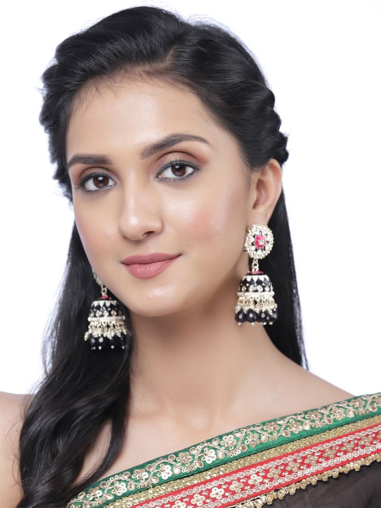     			Zeneme Black Jhumki Earrings ( Pack of 1 )