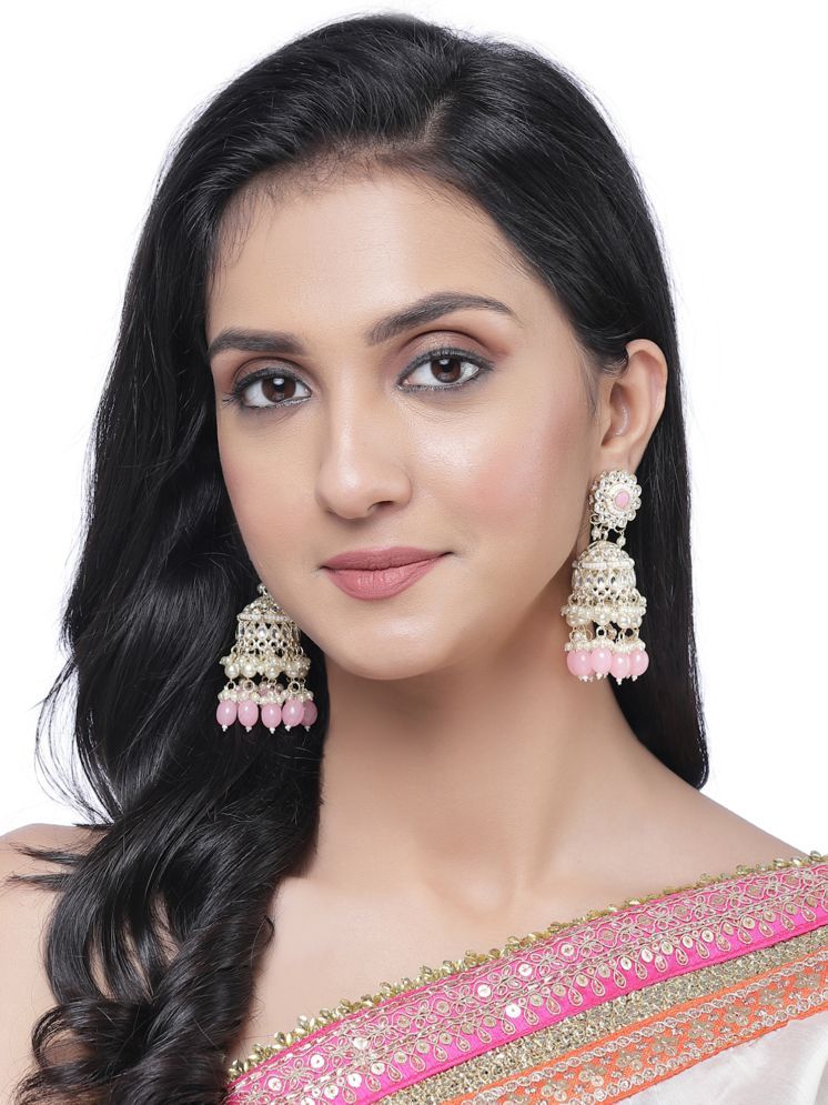     			Zeneme Pink Jhumki Earrings ( Pack of 1 )