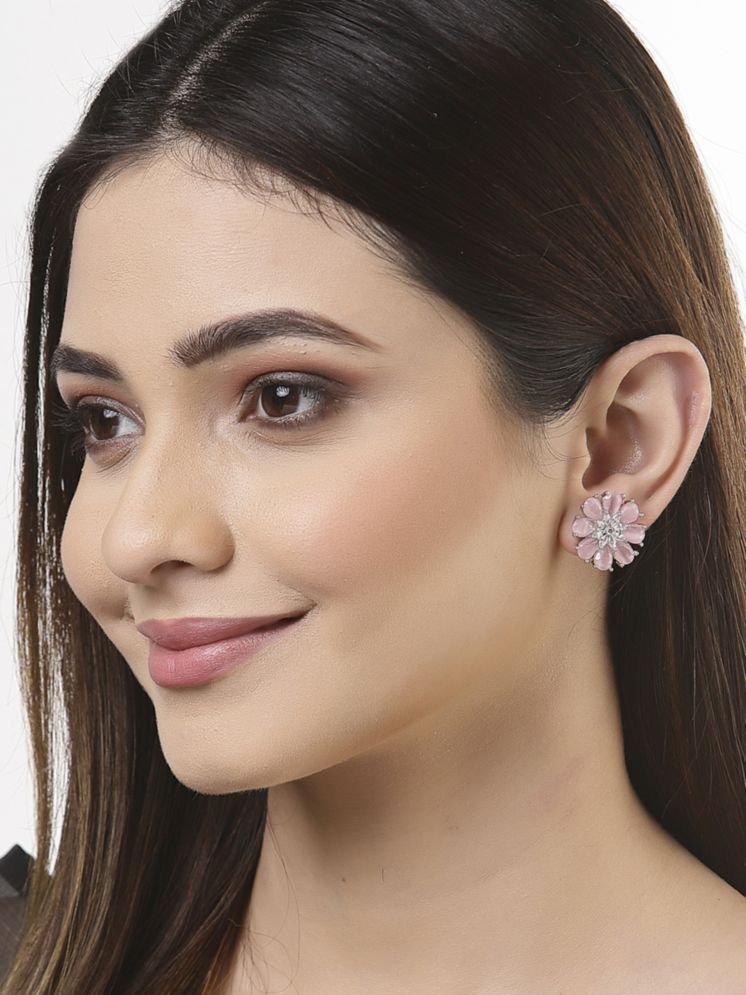     			Zeneme Pink Stud Earrings ( Pack of 1 )