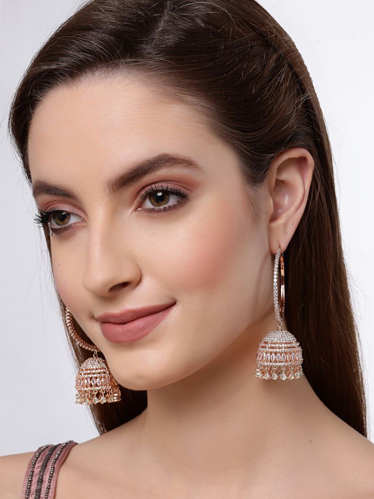     			Zeneme Rose Gold Hoops Earrings ( Pack of 1 )