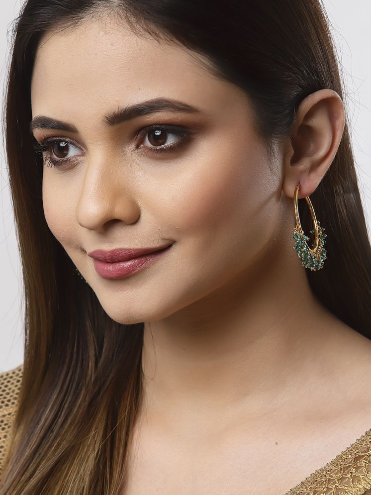     			Zeneme Sea Green Jhumki Earrings ( Pack of 1 )