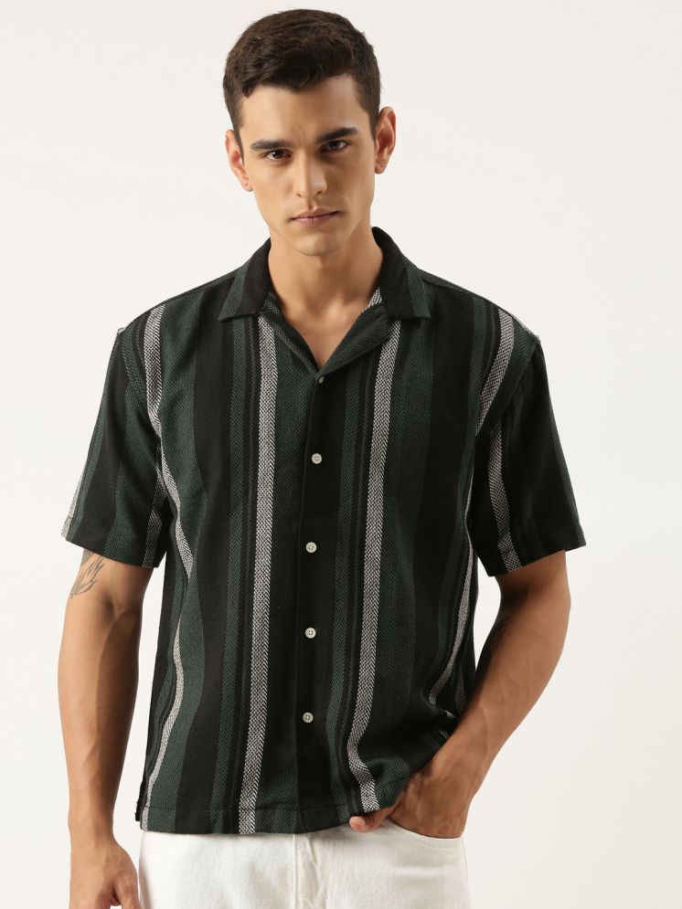     			roller fashions 100% Cotton Oversized Fit Striped Half Sleeves Men's Casual Shirt - Green ( Pack of 1 )