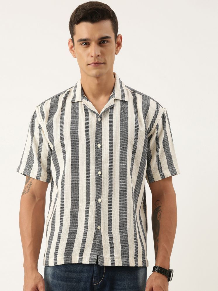     			roller fashions 100% Cotton Oversized Fit Striped Half Sleeves Men's Casual Shirt - Black ( Pack of 1 )