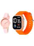 Cosmic Pink PU Analog-Digital Womens Watch