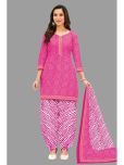 shree jeenmata collection Unstitched Cotton Printed Dress Material - Pink ( Pack of 1 )