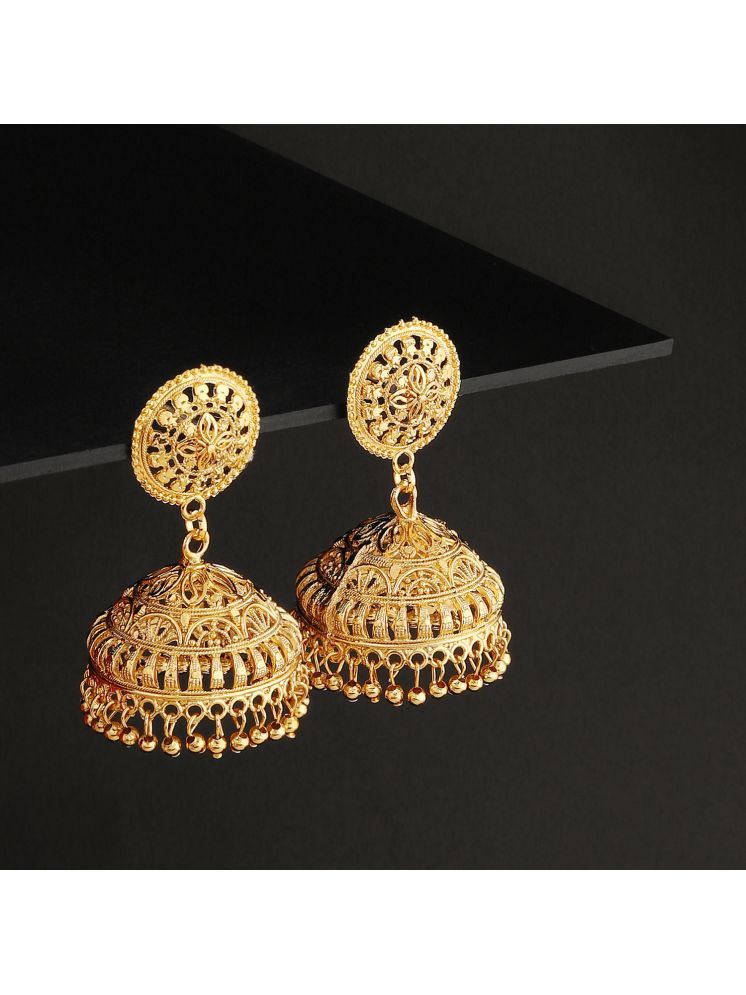     			Bhagya Lakshmi Golden Jhumki Earrings ( Pack of 1 )