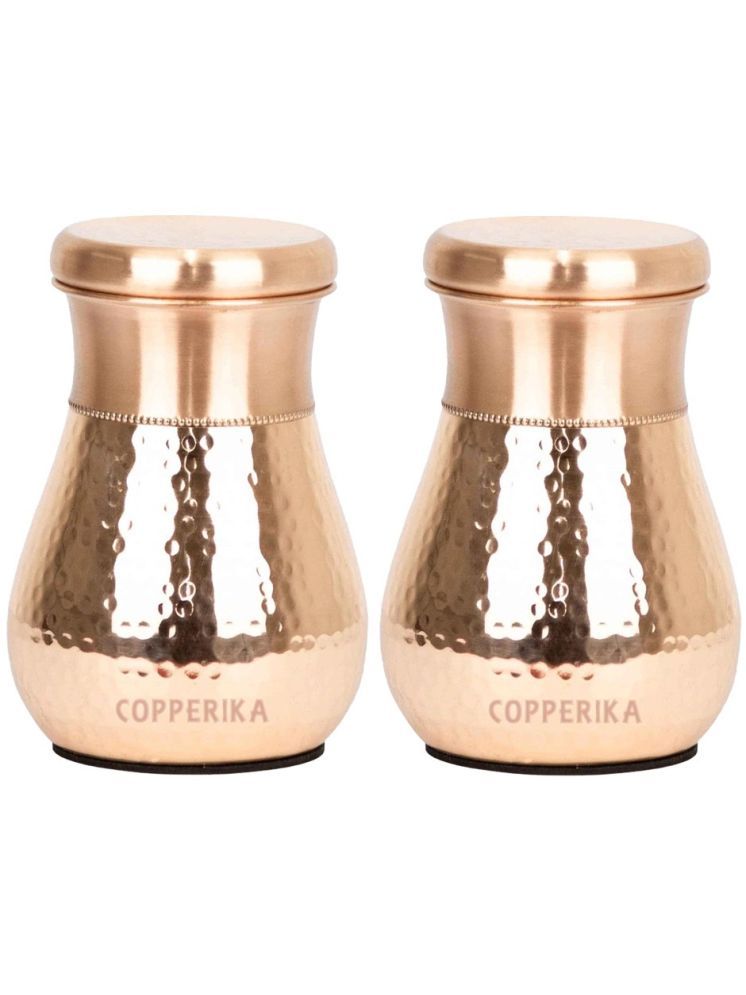     			Copperika Rajwadi Bedroom Jar / Pot Copper Bottle Copper Copper Water Bottle 800 mL ( Set of 2 )