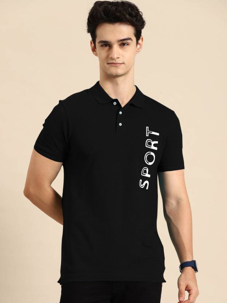     			DAAWEAR OUTFITS Lycra Regular Fit Printed Half Sleeves Men's Polo T Shirt - Black ( Pack of 1 )