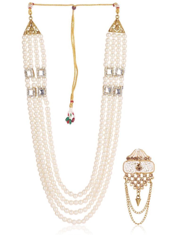     			Dulha groom sherwani Necklace/Moti Mala for Men for wedding | Groom Mala and Brooch Set