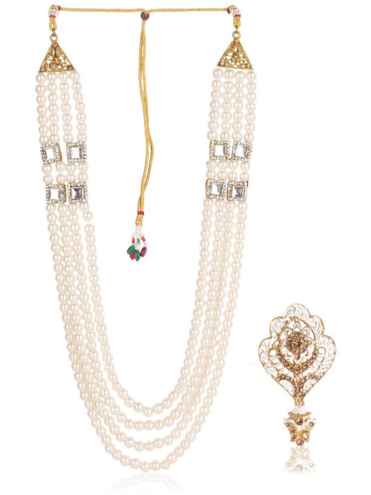     			Dulha groom sherwani Necklace/Moti Mala for Men for wedding | Groom Mala and Brooch Set