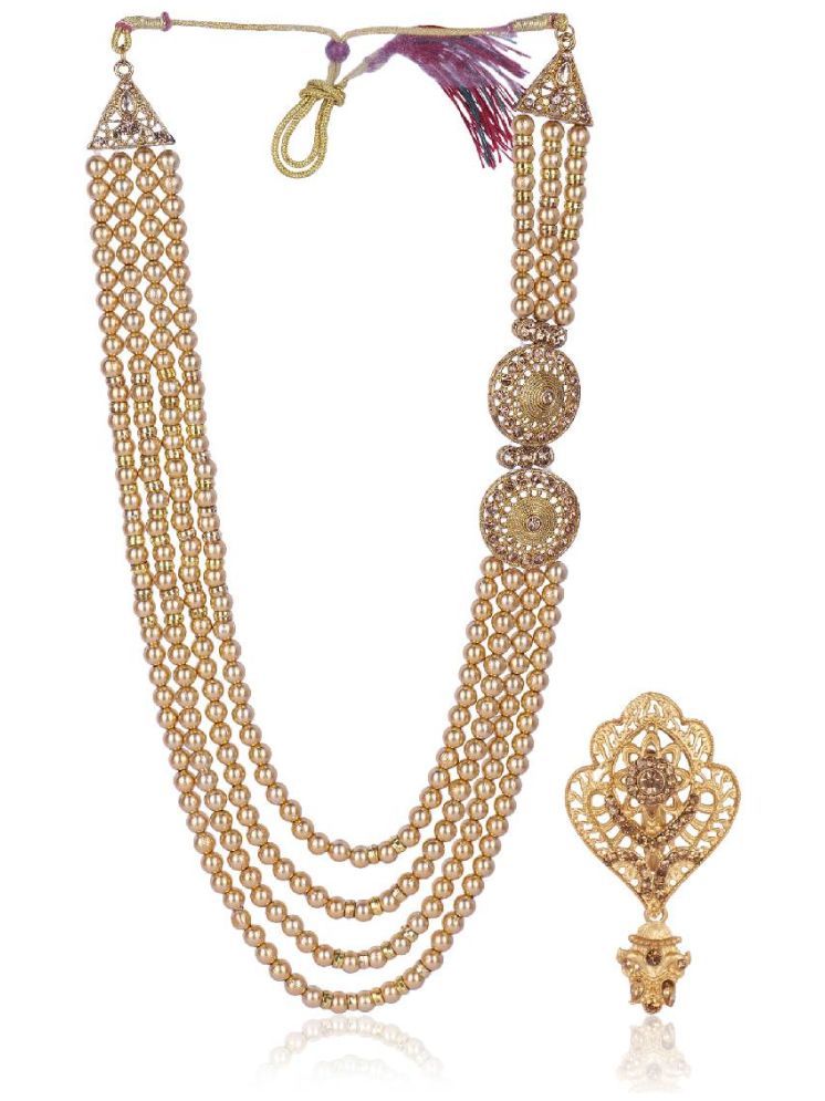     			Dulha groom sherwani Necklace/Moti Mala for Men for wedding | Groom Mala and Brooch Set