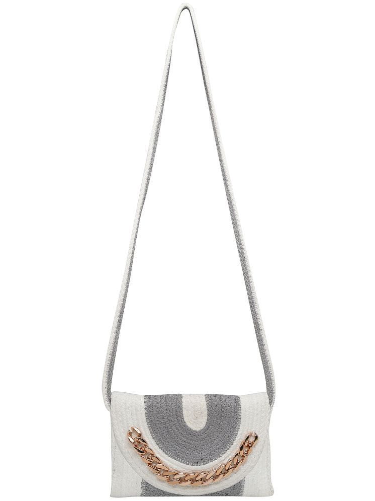     			ENSAC White Jute Sling Bag