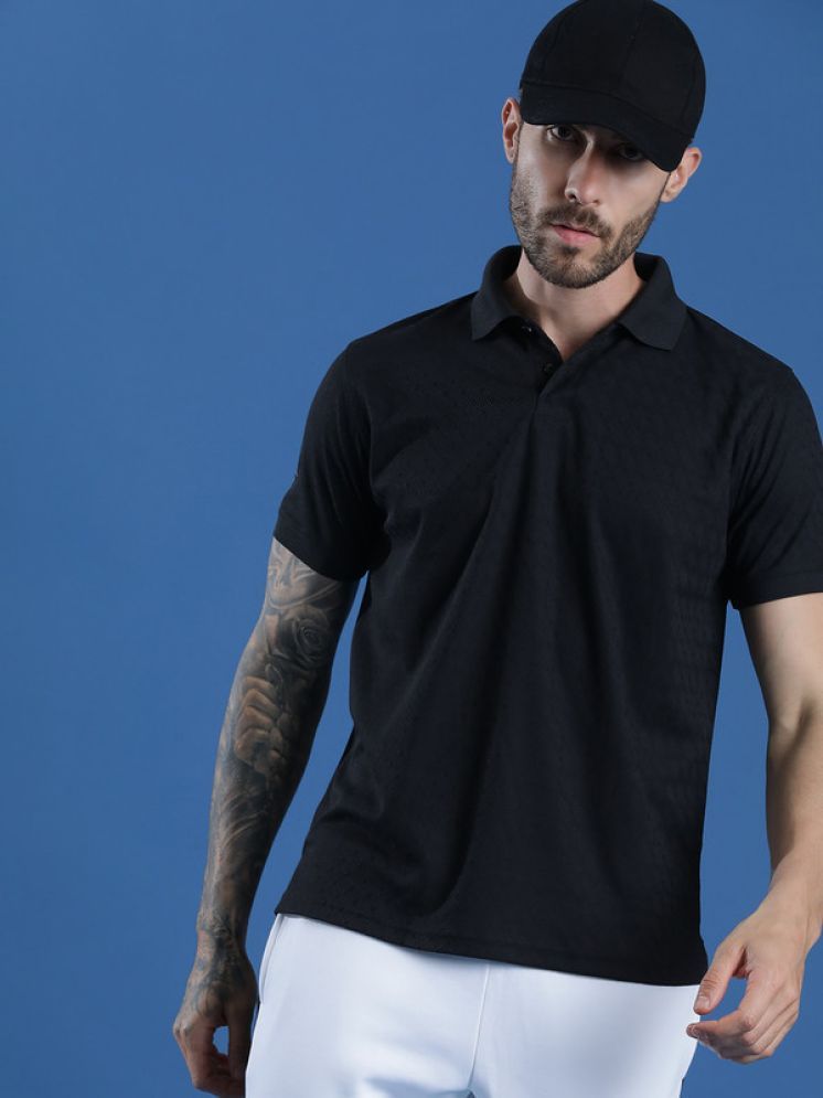     			EPPE Polyester Slim Fit Solid Half Sleeves Men's Polo T Shirt - Black ( Pack of 1 )