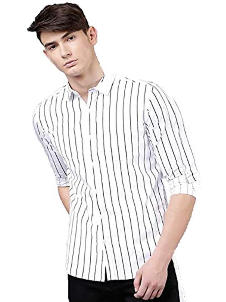     			Favnic 100% Cotton Slim Fit Striped Full Sleeves Men's Casual Shirt - White ( Pack of 1 )