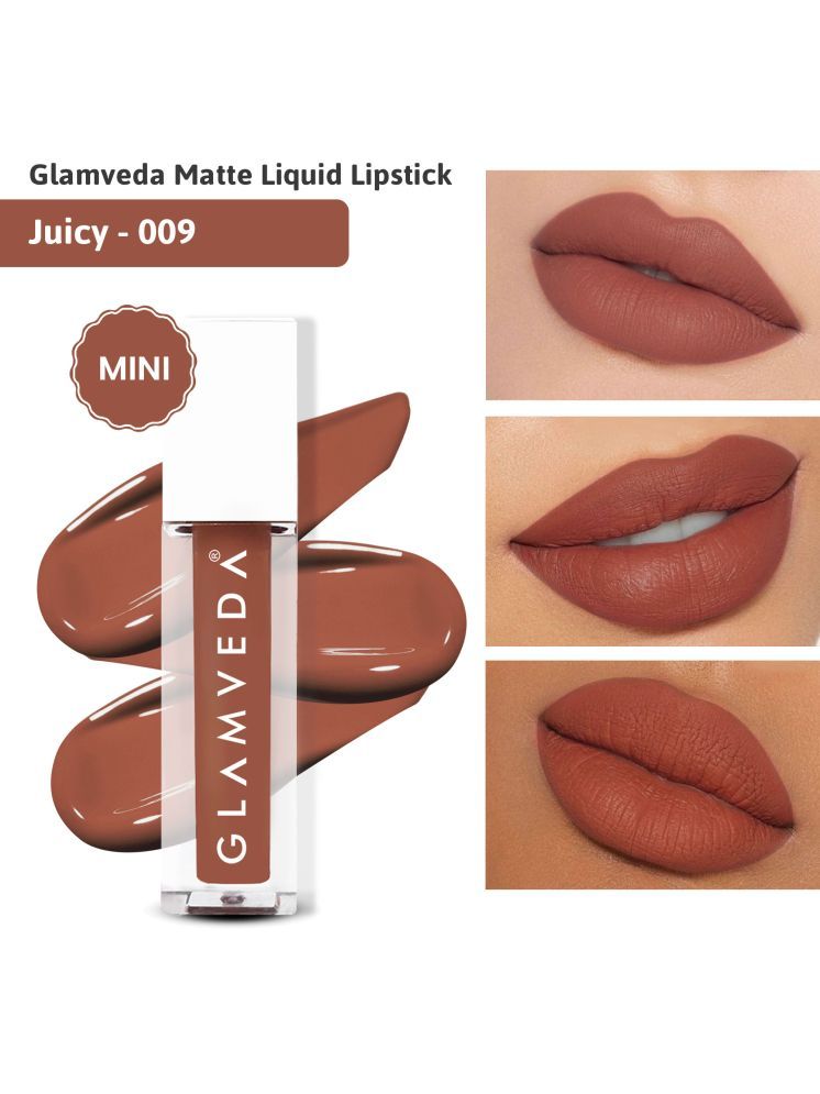     			Glamveda X Rashami Desai Matte Mini Liquid Lipstick, Nude Brown shade (Juicy - 009) 1.2ml