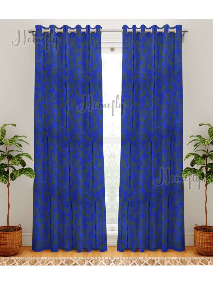     			HOMEFLY Nature Room Darkening Eyelet Curtain 5 ft ( Pack of 2 ) - Blue