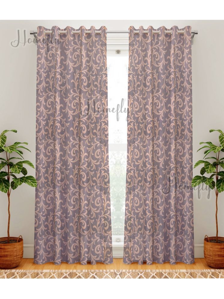     			HOMEFLY Nature Room Darkening Eyelet Curtain 5 ft ( Pack of 2 ) - Light Grey