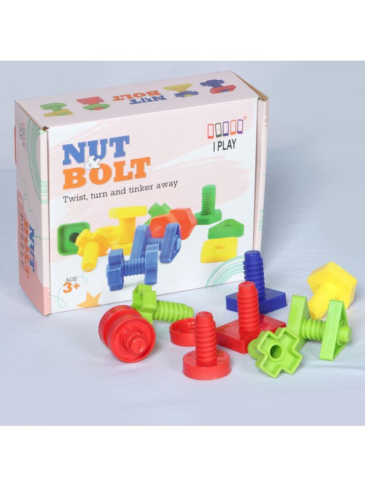     			I Play Nut and Bolt Set of 40 Pcs for Kids | Block Construction Activity | Educational Toy - Multicolor