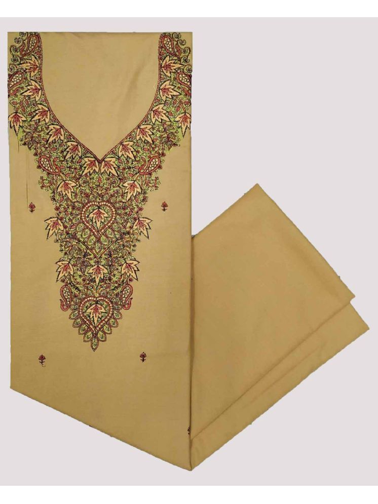     			KASHMIRI Unstitched Cotton Embroidered Dress Material - Beige ( Pack of 1 )