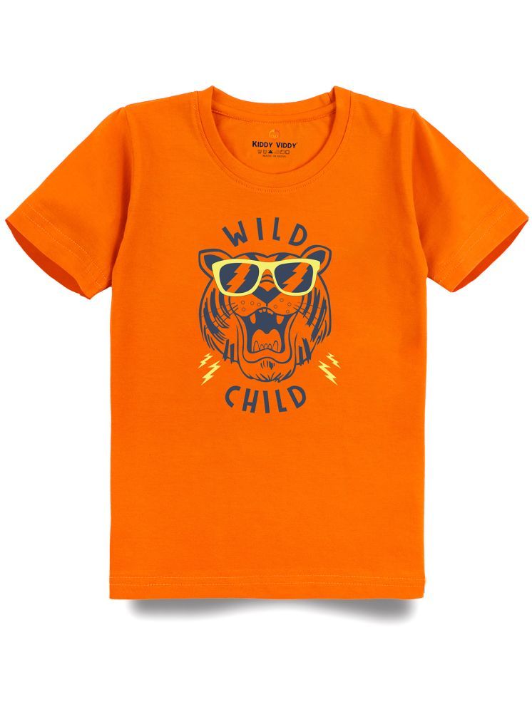     			KIDDY VIDDY Orange Cotton Boy's T-Shirt ( Pack of 1 )