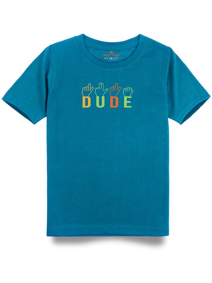     			KIDDY VIDDY Teal Cotton Boy's T-Shirt ( Pack of 1 )