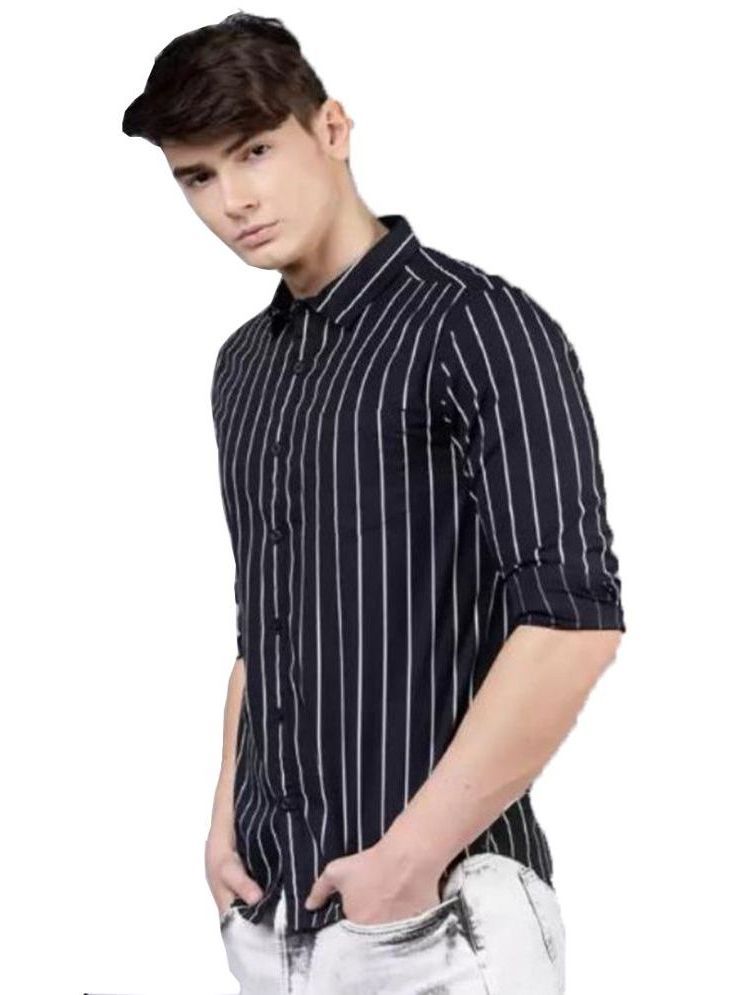     			Wristy 100% Cotton Slim Fit Striped Full Sleeves Men's Casual Shirt - Black ( Pack of 1 )