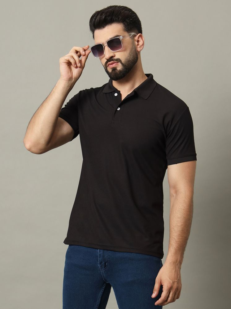     			connan Cotton Blend Regular Fit Solid Half Sleeves Men's Polo T Shirt - Black ( Pack of 1 )