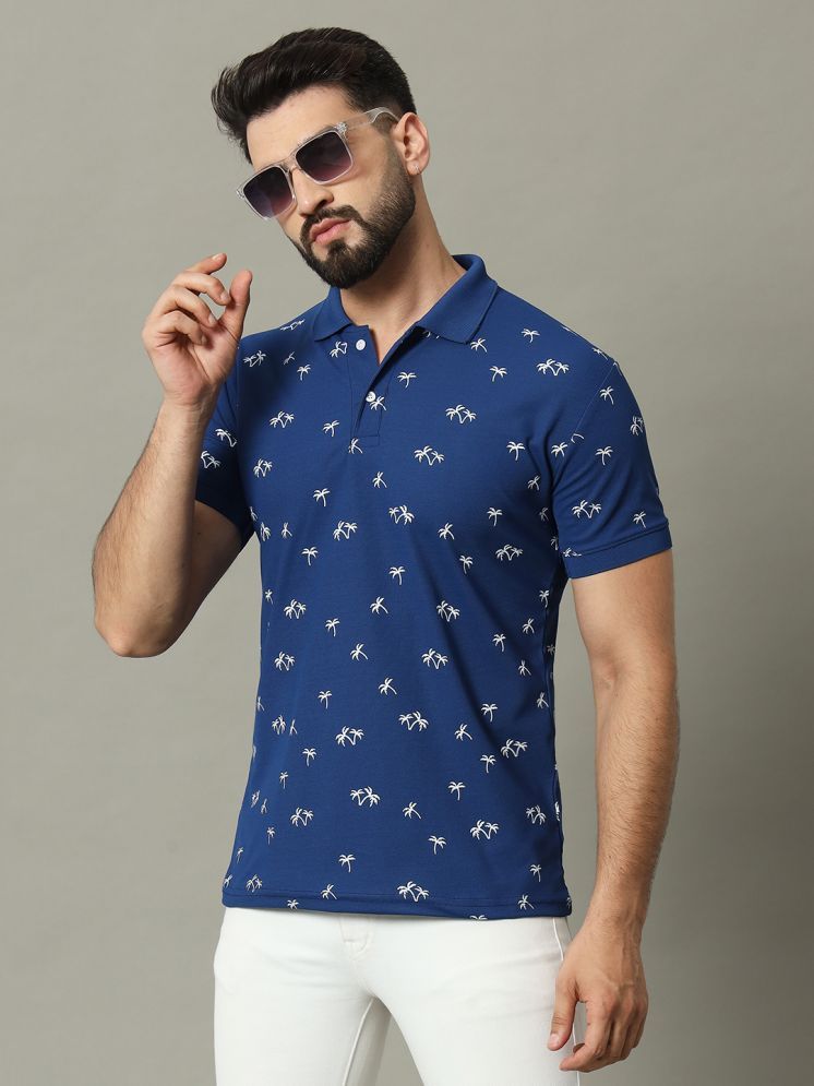     			connan Cotton Blend Regular Fit Printed Half Sleeves Men's Polo T Shirt - Blue ( Pack of 1 )