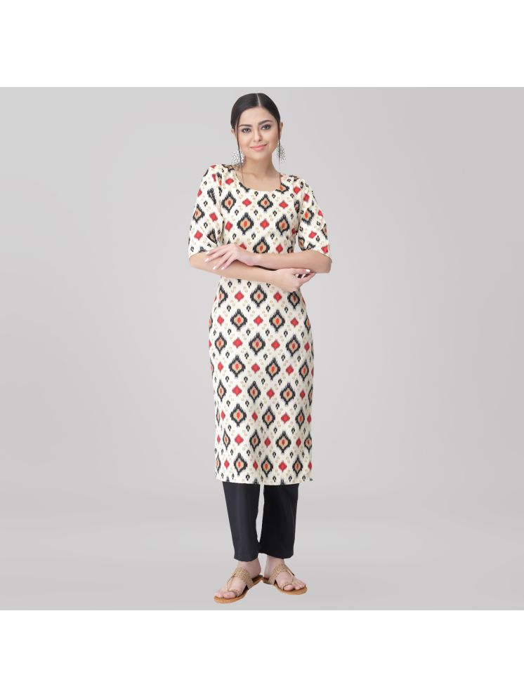     			1 Stop Fashion Crepe Printed Kurti With Pants Women's Stitched Salwar Suit - White ( Pack of 1 )