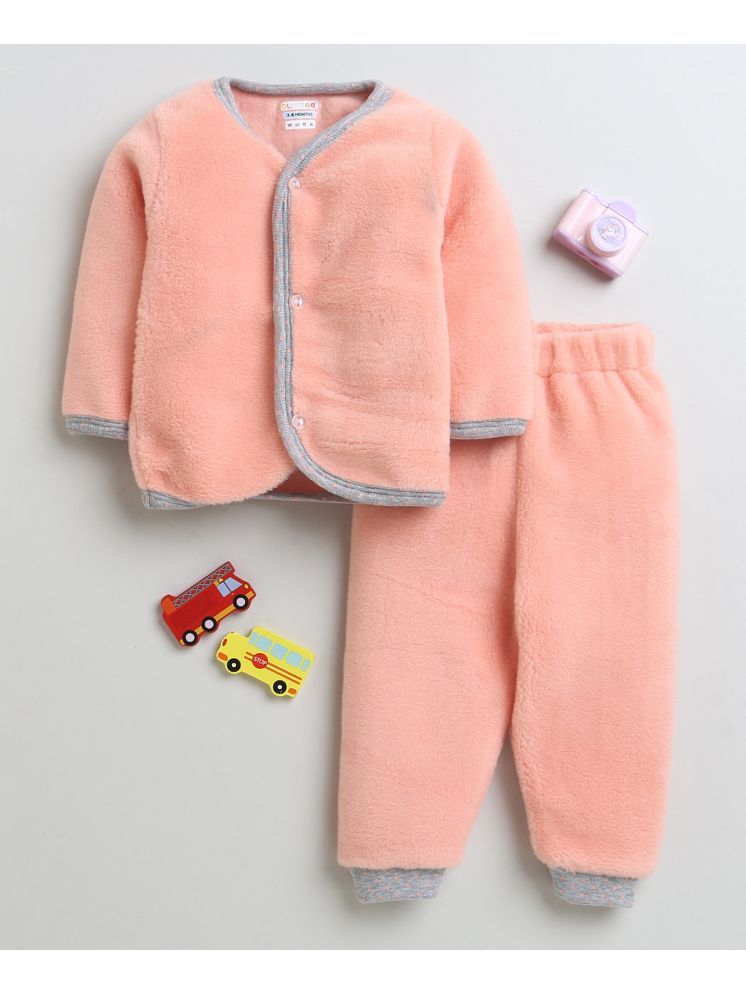     			BUMZEE Peach Faux Fur Baby Girl Sweatshirt & Jogger Set ( Pack of 1 )