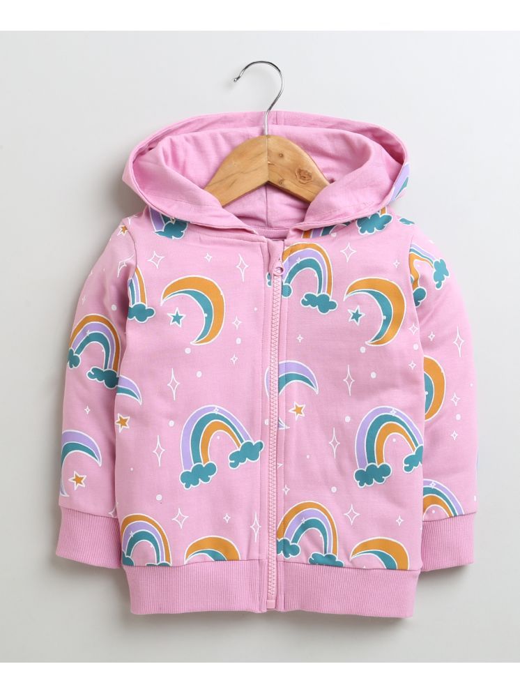     			BUMZEE Pink Girls Full Sleeves Cotton Hooded Zipper Sweatshirt Age - 18-24 Months