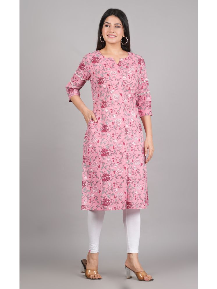     			CHAKKAR Cotton Blend Printed A-line Women's Kurti - Pink ( Pack of 1 )