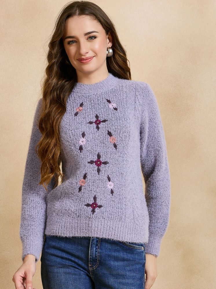     			Clapton Pure Wool Round Neck Women's Pullovers - Purple ( )