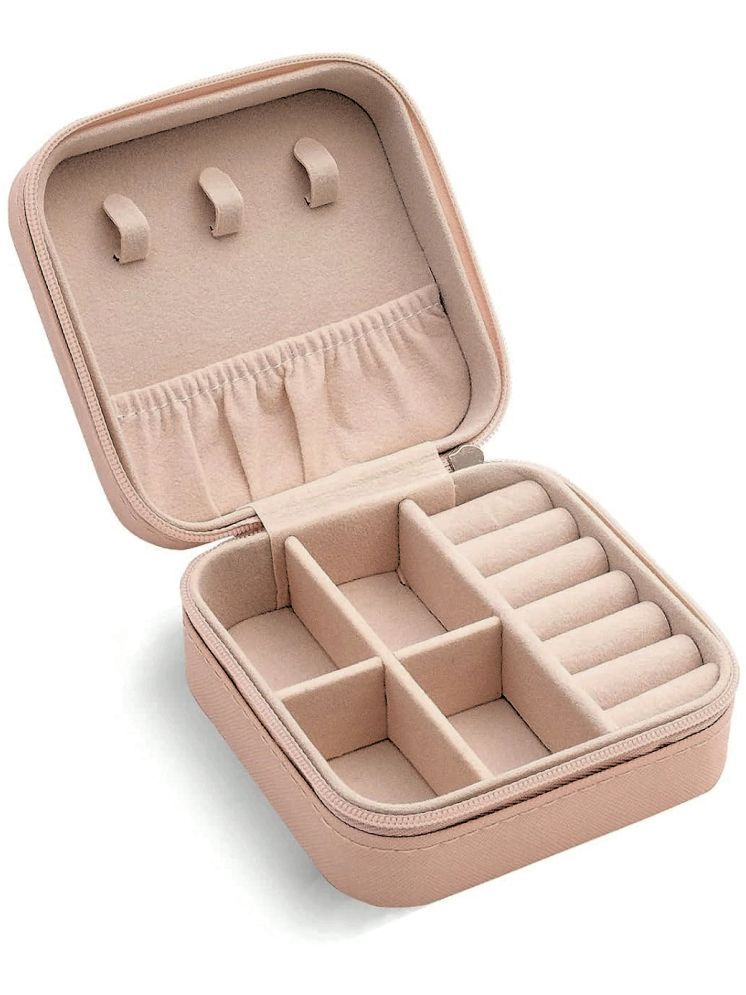     			Compact Mini Jewelry Travel Case - Portable Organizer with Zipper for Rings, Earrings, and Necklaces - Small Jewelry Box with Removable Dividers