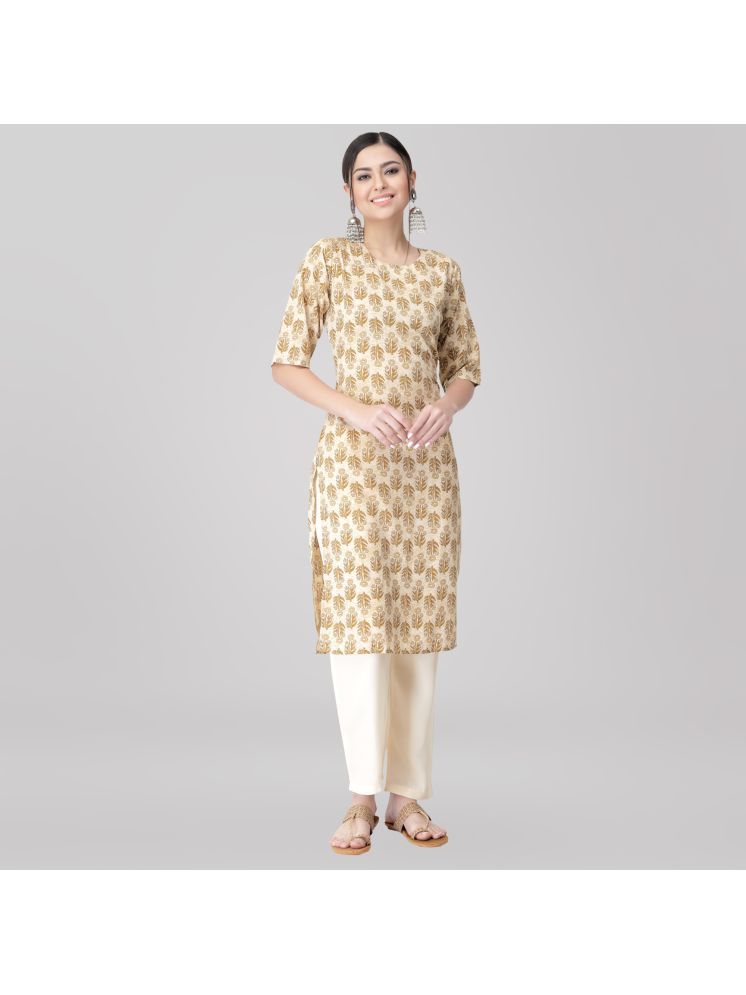     			Ethnic Basket Crepe Printed Kurti With Pants Women's Stitched Salwar Suit - Yellow ( Pack of 1 )