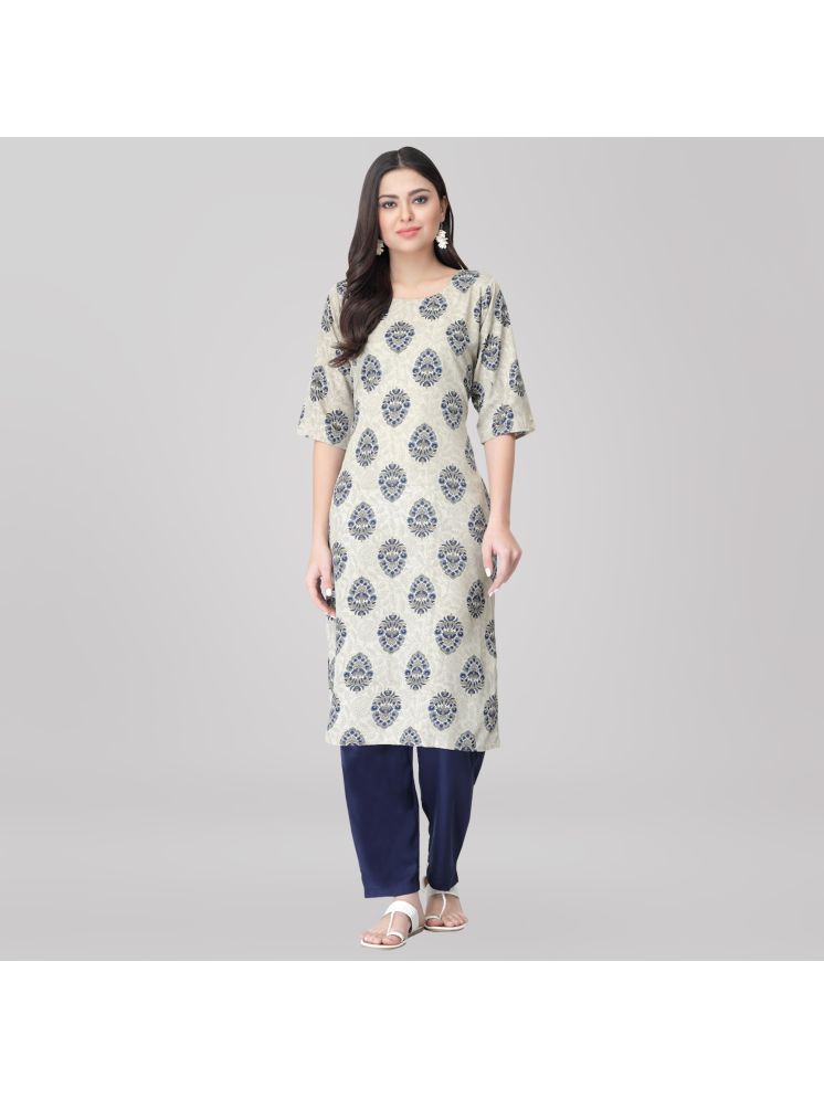     			Ethnic Basket Crepe Printed Kurti With Pants Women's Stitched Salwar Suit - Olive ( Pack of 1 )