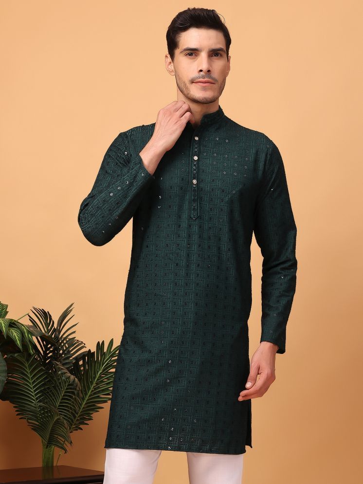     			Hangup Green Viscose Men's Regular Kurta ( Pack of 1 )