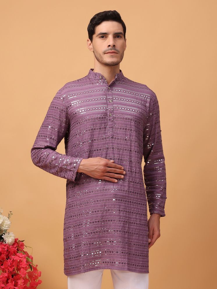     			Hangup Purple Viscose Men's Regular Kurta ( Pack of 1 )