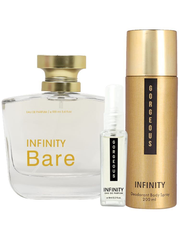     			Infinity Bare EDP Perfume 100ml, Gorgeous Deodorant 200ml, Gorgeous Pocket Perfume 8ml Pack of 3