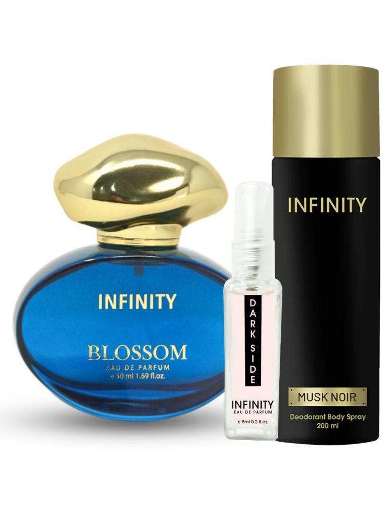     			Infinity Blossom EDP Perfume 50ml,Musk Noir Deodorant 200ml,Dark Side Pocket Perfume 8ml Pack of 3